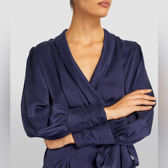 Zimmerman silk wrap mini dress. Size 1. Color:Ink - Picture 3 of 9